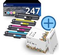 Pack 4 toners compatible BROTHER TN-247XL + 5 ramettes de papier A4 - 123CONSOMMABLES