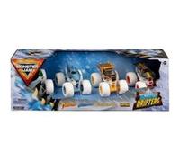 Pack 4 Vehicules Snow Drifters Monster Jam : Dragon, Megalodon, Earth Shaker, Max-D - Die Cast Metal, 1:64 - Set Trucks + Carte