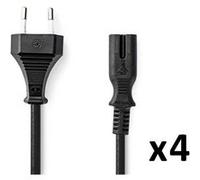 pack 4x câble d'alimentation euro male iec320c7 droit plaqué nickel