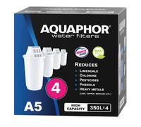 AQUAPHOR Lot de 3 cartouches filtrantes A5 + 1 I Filtre le calcaire et le chlore ainsi que les métaux lourds et autres substances I Eau claire 350 l I Avec technologie Aqua I Pour une meilleure nourriture et boisson I Protège les appareils de cuisine