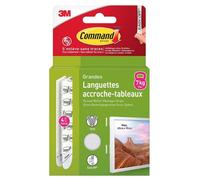 Command Languettes Accroches Tableaux Moyen Modèle, 8 x 2 Languettes, 5,4 kg, Blanc - Fixation sans Dommage