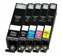 Pack 5 cartouche d'encre Qualité Premium PGI 550 XL Black CLI 551 XL Black Cyan Magenta Yellow / pour imprimante CANON MG 5450 5450S 5500 Series 5550 5650 5655 6350 6400 6450 6600 Series 6650 7100 Series 7150 7550 MX 725 925 Pixma Ip7250 Ip8750 IX6850 MG5450 MG5450S MG5500 Series MG5550 MG5650 MG5655 MG6350 MG6400 MG6450 MG6600 Series MG6650 MG7100 Series MG7150 MG7550 MX725 MX925 - PLEIN D'ENCRE