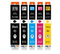 Pack 5 Cartouche Encre CLI-571XL CLI 571XL 571 XL Compatible pour Canon PIXMA MG5750 MG5751 MG5752 MG5753 MG6850 MG6851 MG6852 MG6853 MG7750 MG7751 Noir Cyan Magenta Jaune Haute capacité avec Puce