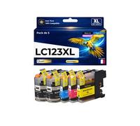 Pack 5 Cartouche LC123XL LC121XL compatible pour Brother Noir Cyan Magenta Jaune Haute capacité avec puce 800 pages