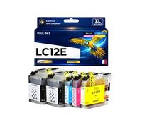 Pack 5 Cartouche LC12E LC12 EB EC EM EY compatible pour Brother MFC J6925DW Couleurs Haute capacité avec puce
