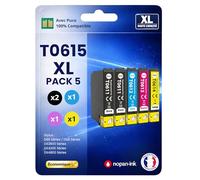 Pack 5 Cartouche T061 Compatible pour Epson D68 Noir Cyan Magenta Jaune Haute capacité avec Puce 400 Pages C13T06114012 Ourson