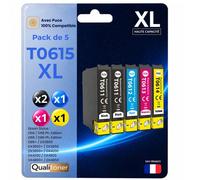Pack 5 Cartouche T0611 T0612 T0613 T0614 compatible pour Epson D68 D88 DX3800 DX3850 DX4200 DX4250 DX4800 DX4850 Couleurs Haute capacité avec puce 400 pages OURSON