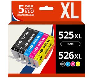 Pack 5 cartouches compatibles CANON PGI-525/CLI-526