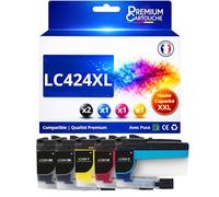 Pack 5 Cartouches Encre LC424 Compatible pour Brother DCP J1200W Noir Cyan Magenta Jaune Haute capacité avec Puce 750 Pages