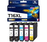 Pack 5 cartouches jet d'encre 1636 1636XL compatible pour Epson 2110 2010 2510 2520 Noir Cyan Magenta Jaune Haute capacité avec puce