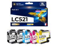 Pack 5 Cartouches LC521 Compatible pour Brother Multicolor 500 Pages