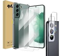 Pack 5-En-1 Coque Transparente Samsung Galaxy S22 - Tpu Anti-Chocs + 2 Films Protecteurs Écran (Tpu) Compat. Lecteur D'empreintes À L'écran + 2 Verres Trempés Protection Caméra Anti-Rayures