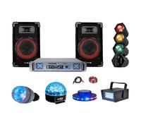 Pack 5 jeux de lumière + paire d'enceintes + ampli