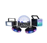 Pack 5 Jeux de Lumière Party Sound & Light LED - Stroboscope + Dôme ASTRO + Derby + OVNI Multi Faisceaux, Animations DJ Soirées