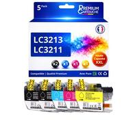 Pack 5 LC3213 BK C M Y LC3211 BK C M Y compatible pour Brother Couleurs Haute capacité avec puce 400 pages