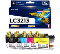 Pack 5 LC3213 BK C M Y LC3211 BK C M Y compatible pour Brother Couleurs Haute capacité avec puce 400 pages