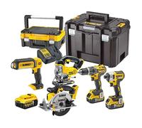 Pack 5 machines DEWALT DCK551P3T : perceuse (DCD796), visseuse à choc (DCF887), scie sauteuse (DCS331), scie circulaire (DCS391) et une lampe LED (DCL050) avec coffret et 3 batteries 5,0 Ah 18V