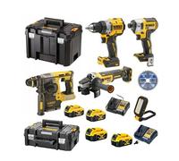 PACK 5 OUTILS DEWALT ,4 batteries 5Ah 18v,2 chargeurs + disque.DCD800/DCF887/DCH273/DCG405/DCL182-XJ