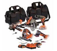 Pack 5 outils - DUAL POWER - 20 V - Perceuse/visseuse + meuleuse d'angle + multi outil oscillant + scies (circulaire, sauteuse)