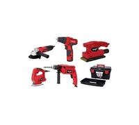 Pack 5 outils Meuleuse 500W Perceuse 500W Visseuse 12V Scie sauteuse 350W Ponceuse 135W + Boite à outils Itools 18'