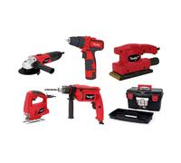 Pack 5 outils Meuleuse 500W Perceuse 500W Visseuse 12V Scie sauteuse 350W Ponceuse 135W + Boite à outils 18' ITOOLS