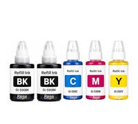 Pack 5 Recharge Encre GI-590 1605C001 1606C001 GI-490 0665C001 0666C001 GI490 GI590 Compatible pour Canon Pixma G1400 G1411 G1500 Noirs et Couleurs Haute capacité 7000 Pages