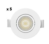 Pack 5 Spot LED SOLUM LIBRA S0050690D extra plat RT2012 RE2020 encastrable orientable dimmable 6W, IP65