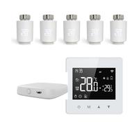 Pack 5 Tetes Thermostatiques Connectees Zigbee + Passerelle + Thermostat WiFi - Vanne Radiateur Programmable Tuya Alexa - ZORIX