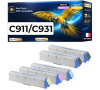 Pack 5 Toner 45536416 45536415 45536414 45536413 Compatible pour OKI 931 Noir et Couleurs Haute capacité avec Puce 24000 Pages