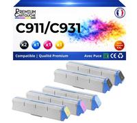 Pack 5 Toner 45536416 45536415 45536414 45536413 compatible pour OKI 931 Noir et Couleurs HC puce 24000 pages