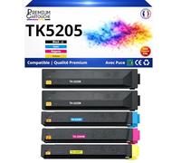 Pack 5 Toner TK-5205K TK5205C TK5205M TK5205Y Compatible pour Kyocera 306 356 406 Noir et Couleurs Haute capacité avec Puce 12000 Pages