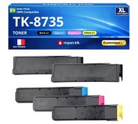 Pack 5 Toner TK8735 TK8735K TK8735C TK8735M TK8735Y compatible pour Kyocera 7052 8052 Noir Couleurs