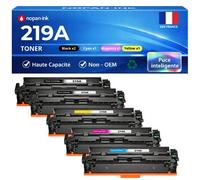 Pack 5 Toner W2190X W2191X W2192X W2193X 219X 219A compatible pour HP 3202 3302 Noir Cyan Magenta Jaune Haute capacité avec puce
