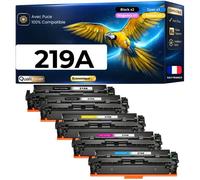 Pack 5 Toner W2190X W2191X W2192X W2193X 219X 219A compatible pour HP 3202 3302 Noir Cyan Magenta Jaune Haute capacité avec puce