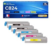Pack 5 Toners compatibles 47095704 47095703 46861306 47095701 pour OKI C824 C834 C844 Noirs et Couleurs avec puce 25000 pages