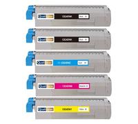 Pack 5 Toners compatibles 47095704 47095703 46861306 47095701 pour OKI C824 C834 C844 Noirs et Couleurs avec puce 25000 pages