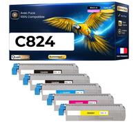 Pack 5 Toners compatibles 47095704 47095703 46861306 47095701 pour OKI C824 C834 C844 Noirs et Couleurs avec puce 25000 pages