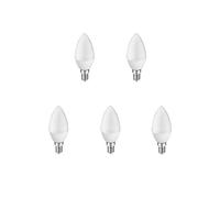 Pack 5 x Ampoule LED C30 bougie, 6W (équivalent à 50W), lumière chaude (3000K) non dimmable. E14. 470 Lm. 25000 heures de vie. Allumage ultra-rapide (allumé à 100 % dans 0.5 sg)