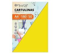 Pack 50 Cartulinas Color Amarillo Fuerte Tamaño A4 180g