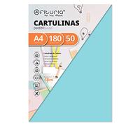 Pack 50 Cartulinas Color Azul Claro Tamaño A4 180g