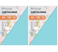Pack 50 Cartulinas Color Azul Claro Tamaño A4 180g (Lot de 2)