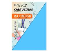 Pack 50 Cartulinas Color Azul Turquesa Tamaño A4 180g