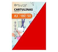Pack 50 Cartulinas Color Rojo Tamaño A3 180g
