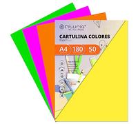 Pack 50 Cartulinas Colores Fluor Tamaño A4 180g