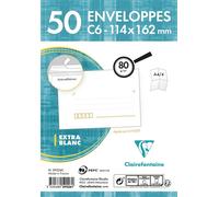 Clairefontaine Enveloppes autoadhésives précasées 114×162 mm 80 g – Pack de 50