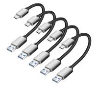 Pack 5x Mini Câbles USB vers USB-C 15cm CarPlay, Android Auto, Station de charge Gris