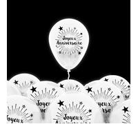 Pack 6 ballons anniv blanc