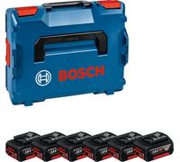 Pack 6 batteries 18 V GBA 4 Ah + coffret L-BOXX BOSCH 1600A02A2S