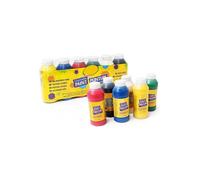 Pack 6 bouteilles de peinture lavable enfant (6x236ml) - Gouache couleurs assorties - Set accessoires loisirs creatif et carte
