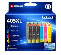 Pack 6 Cartouche 405XL C13T05H14010 Valise Compatible pour Epson Noir Cyan Magenta Jaune Haute capacité avec Puce 1100 Pages